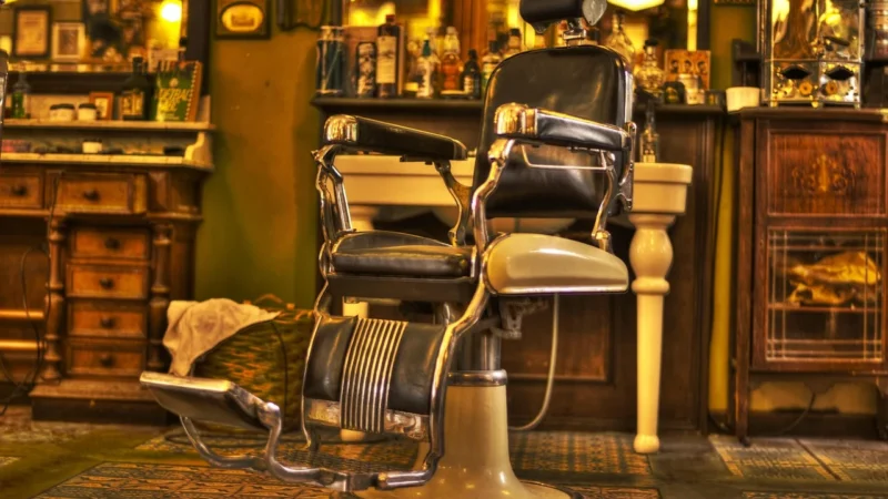 Fotel fryzjerski barberski hydrauliczny do salonu fryzjerskiego barber shop Janus Barberking w 24H